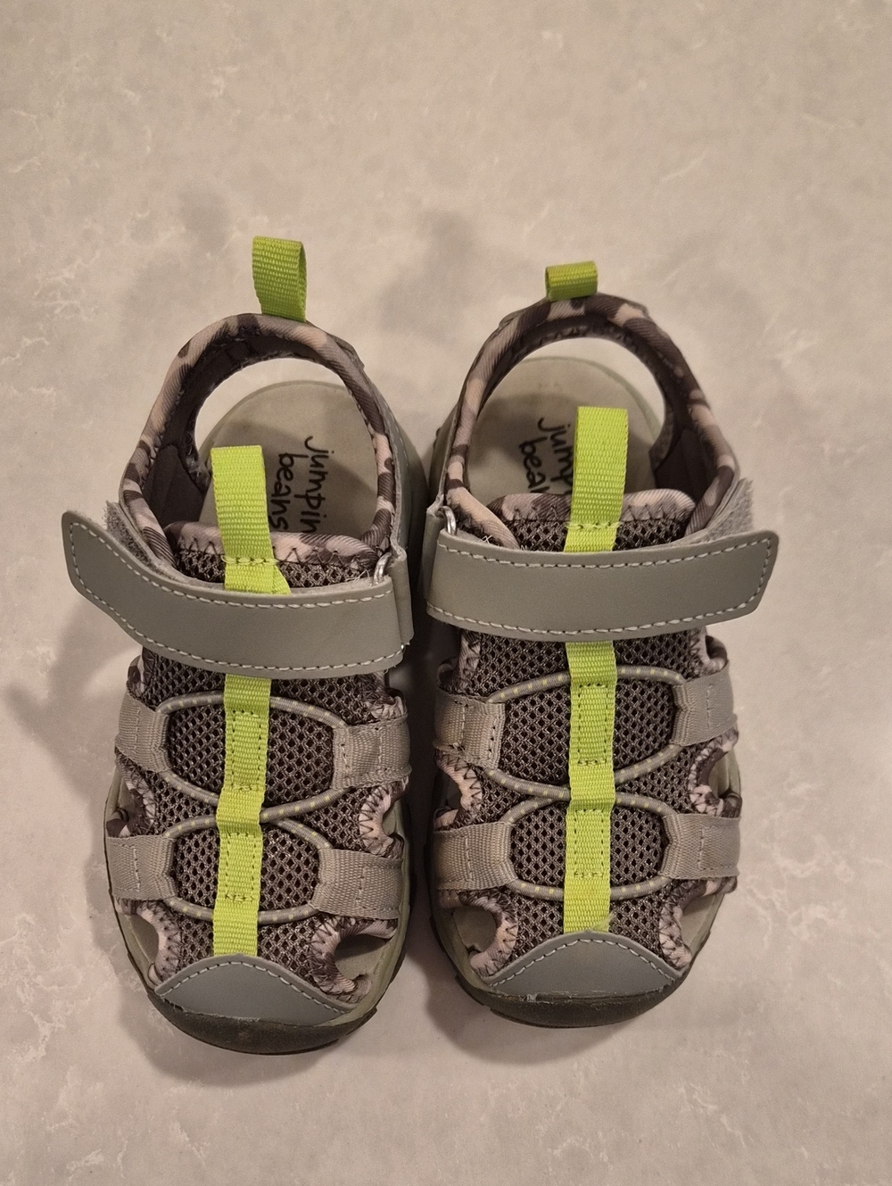 jumping beans Grey and Lime Hook-and-Loop Kids Sandals
